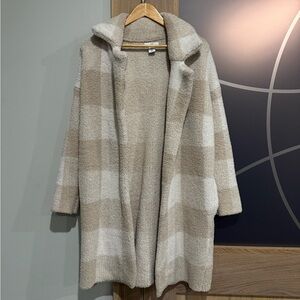 H by Halston buffalo check plaid collar cardigan